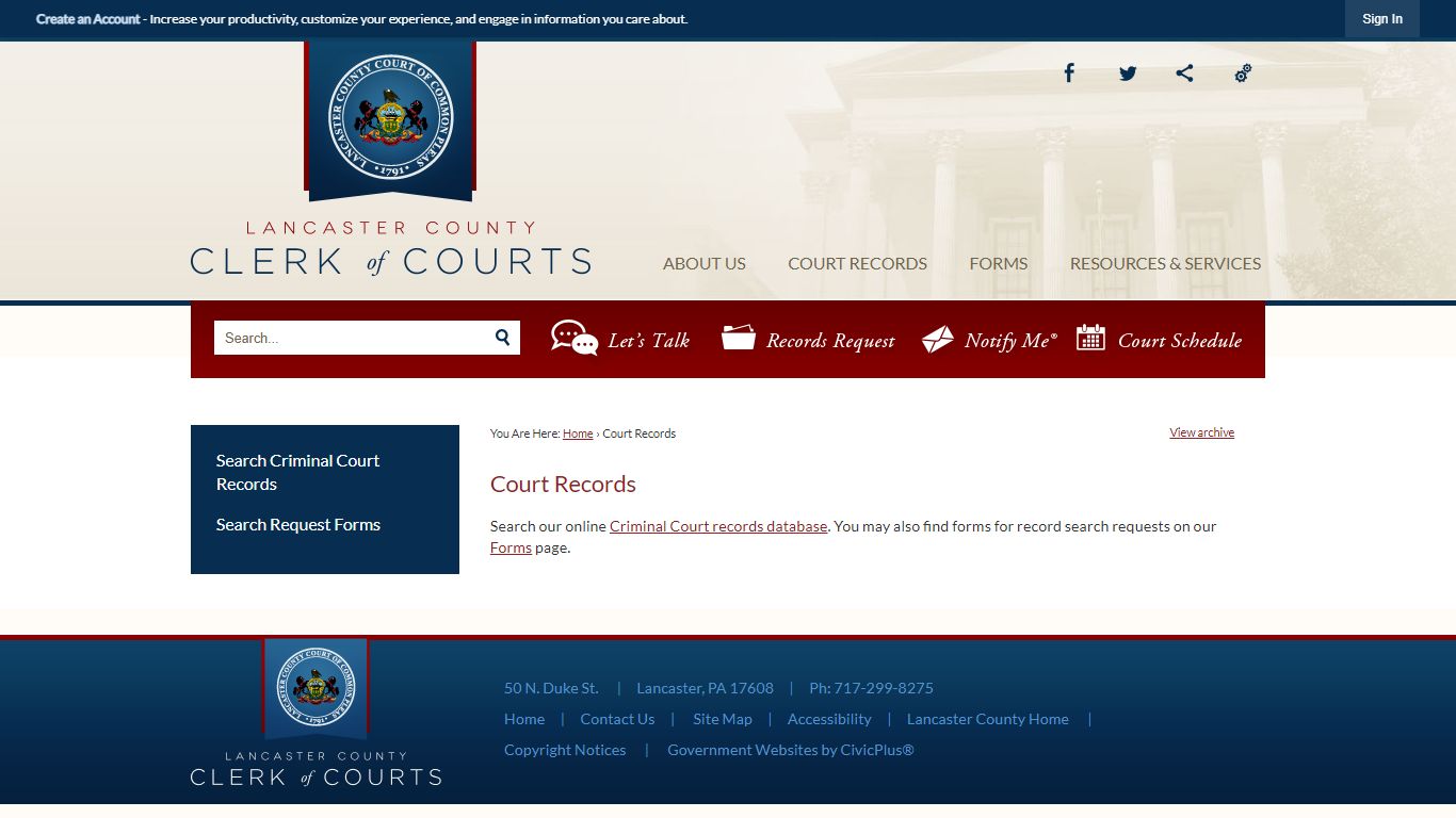 Court Records | Lancaster County Clerk of Courts, PA
