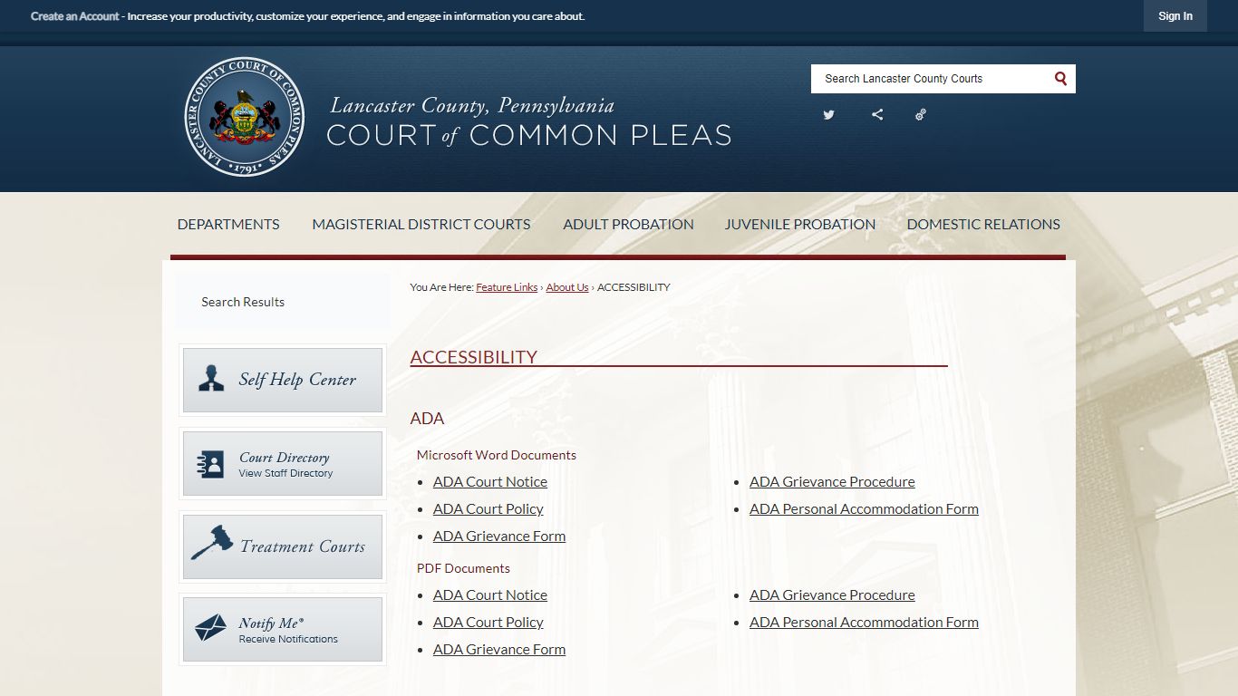 ACCESSIBILITY | Lancaster County Courts, PA - Official Website
